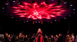 Camerata Florianópolis se apresenta em palco iluminado por luz vermelha